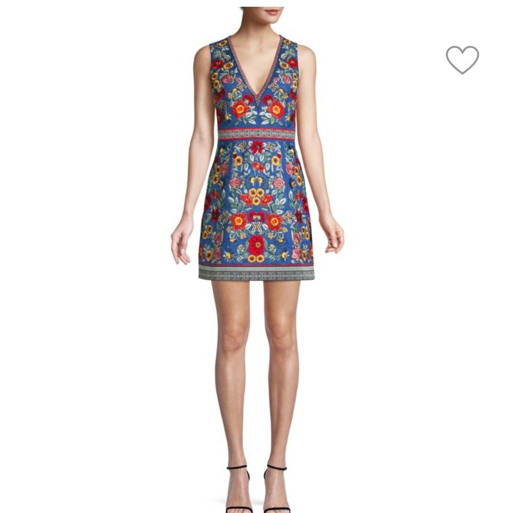Moving Sale: Alice + Olivia Floral Embroidered And Beaded Blue Dress